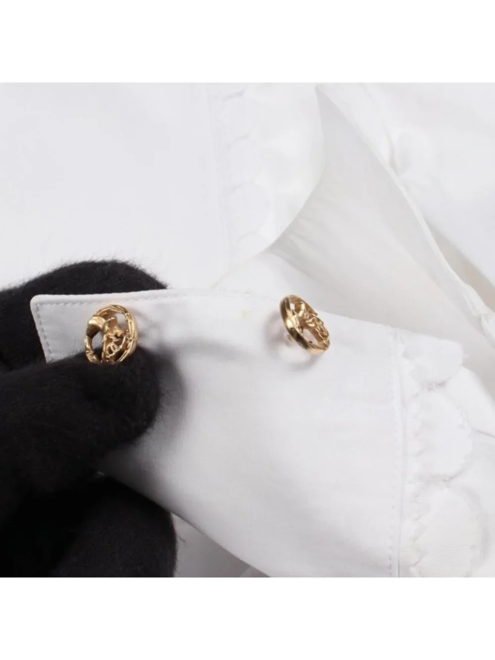 Chanel Frill Blouse Cotton Shirt
